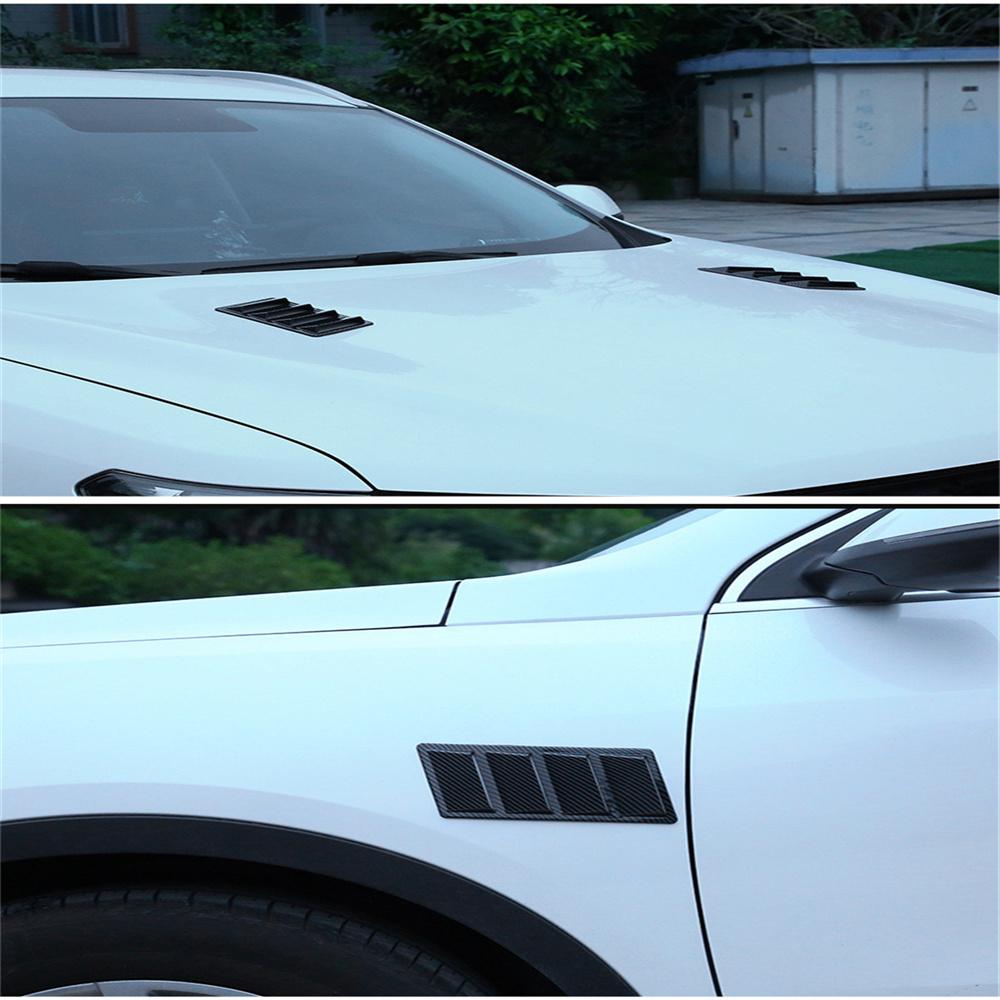 Universal Car Front Bonnet Vents Hood Fender Decorative Carbon Fiber Look 1 Pair