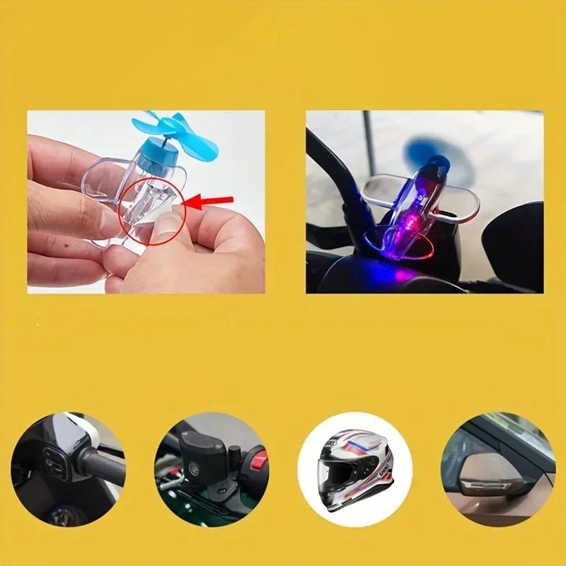 New Mini LED Luminous Airplane Car Ornaments Motorcycle Helmet Wind Powered Rotating Glowing Small Aircraft Decoration