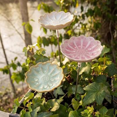 Mangeoire Fleur Abeille en Céramique, Station d'Eau Abeilles de Jardin, Tasse Papillon Décorative Extérieure pour Pollinisateurs assoiffés Décor de Patio et de Jardin