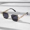 Vintage Steampunk Square Metal Frame Sunglasses with Spring Hinge Fashion Men Women Eyeglasses Classic Driving Sun Glasses UV400