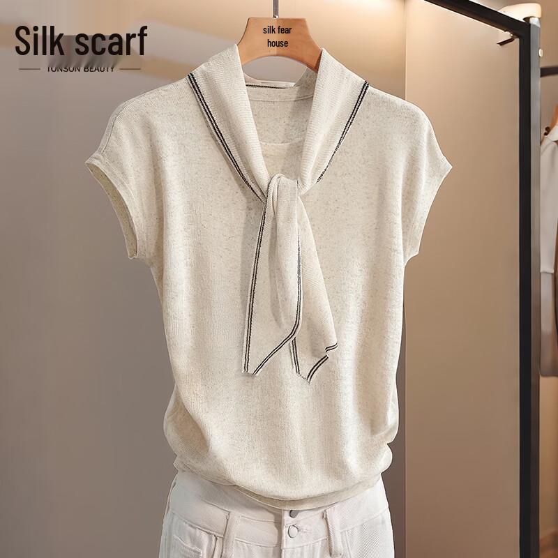 Cypress Shop Women s Slim-Fit Linen Blend Pullover T-Shirt One Size