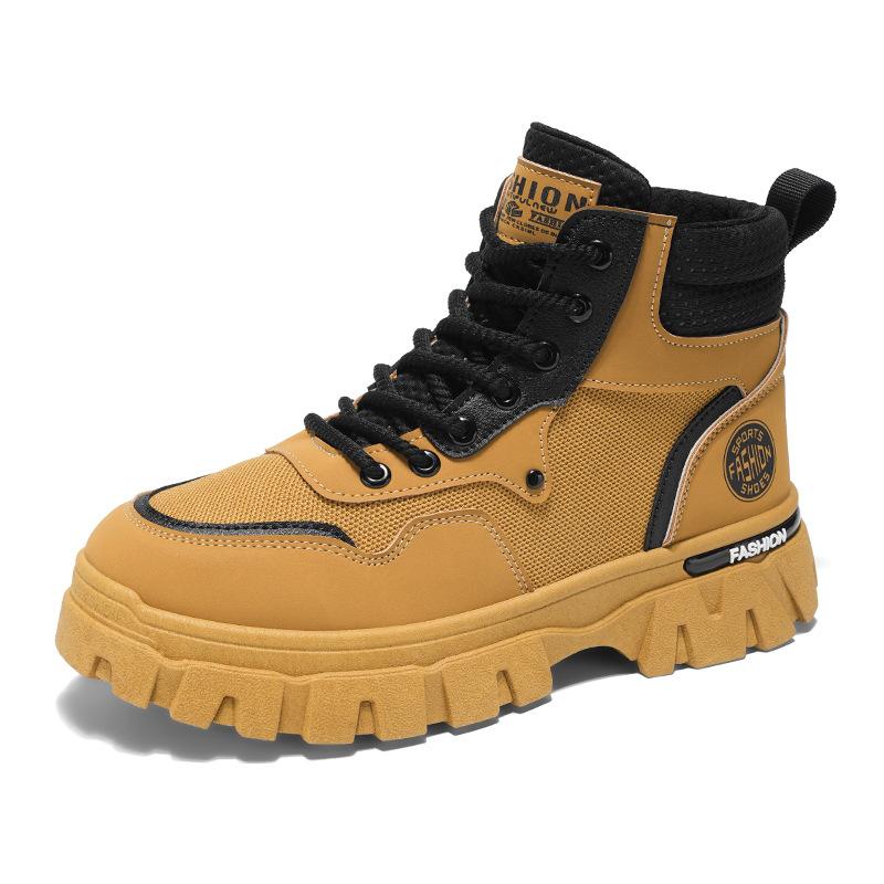 Sapatos masculinos outono novo botas martin masculinas sapatos versáteis antiderrapantes e resistentes ao desgaste plataforma botas de cano alto