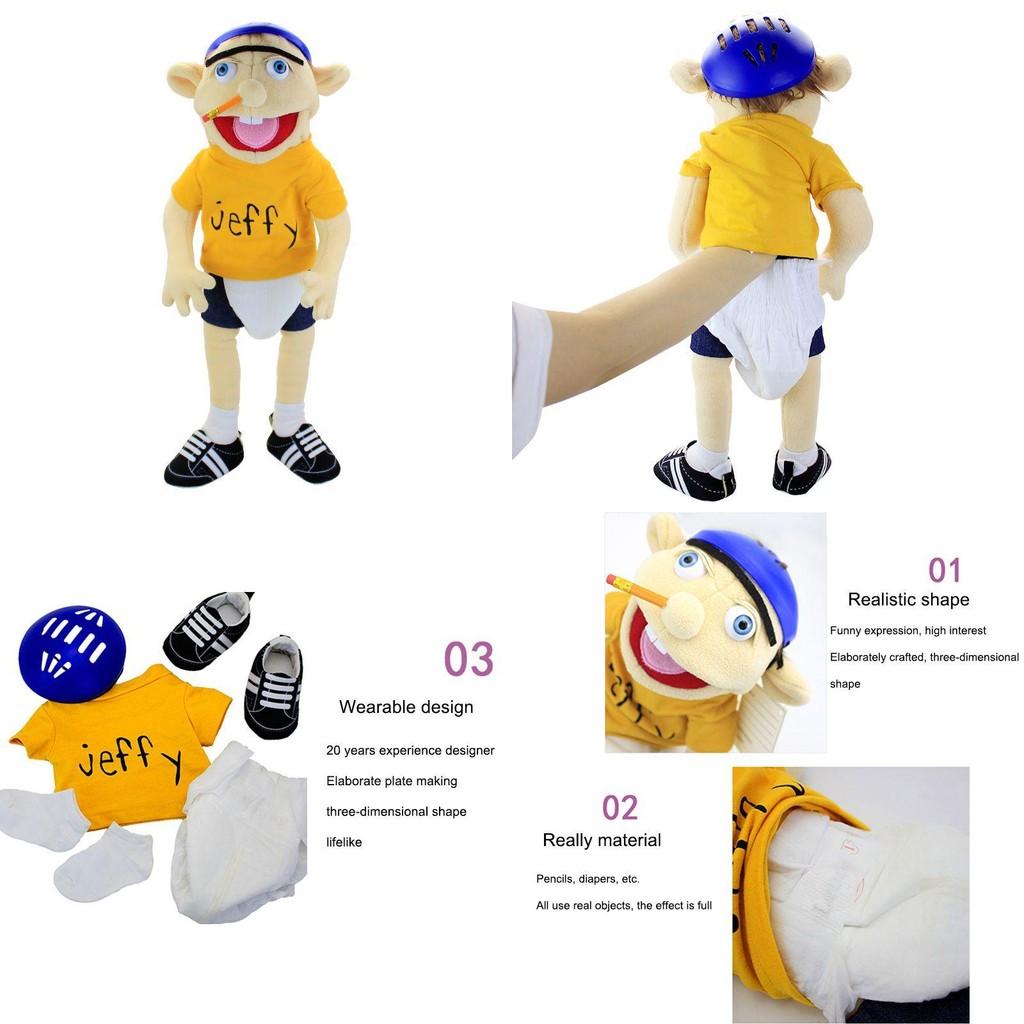 Weiche und hautfreundliche Jeffy Cartoon Plüsch Handpuppe Spielzeug für Kinder und Erwachsene Perfektes Weihnachts- und Geburtstagsgeschenk!
