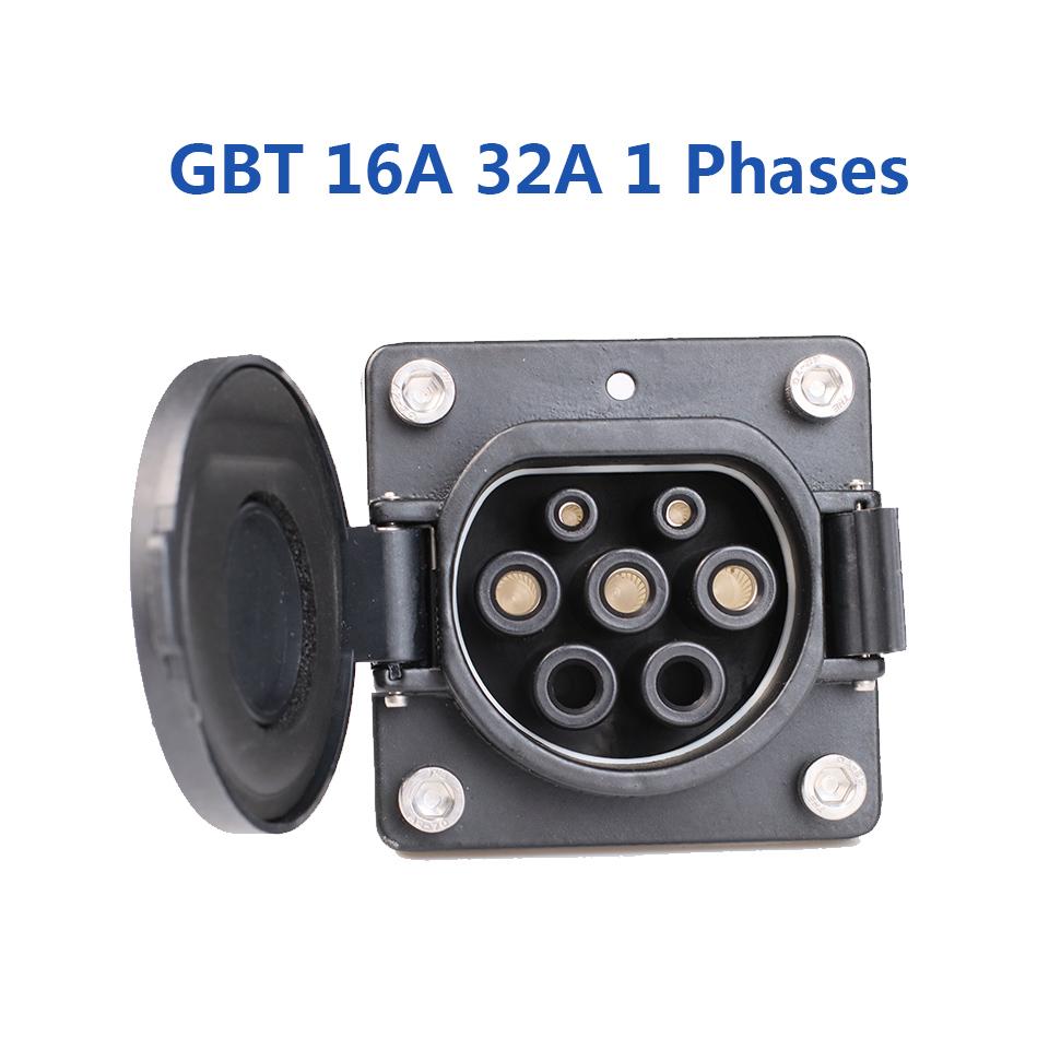 3.5KW 7KW GBT EV Connector 16A 32A 1P EV Charger Socket Inlet EV Charging Socket Without Cable For Chinese Standard Electric Car GBT