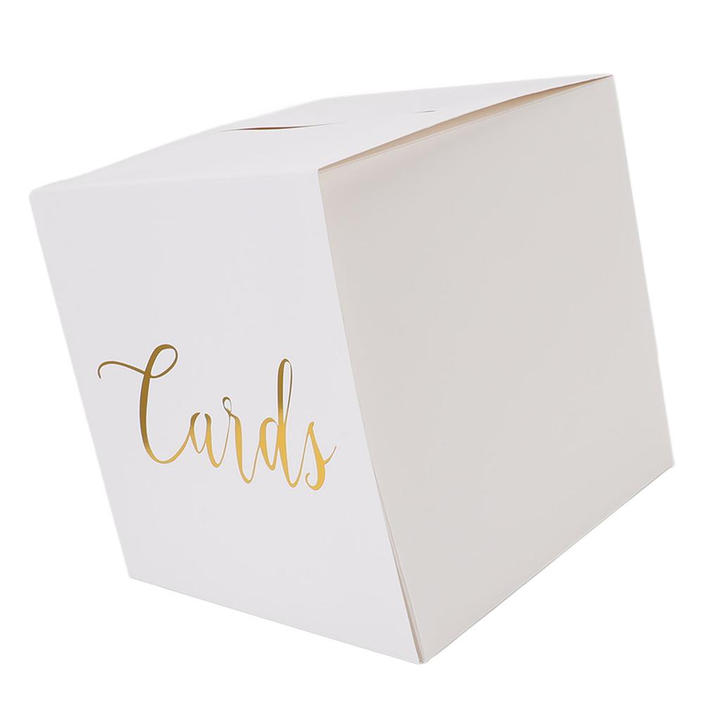 White Card Box 22x22x22.5cm Simple Elegant Card Receiving Box with 10 Blank Cards for Wedding Party Graduation Ceremony