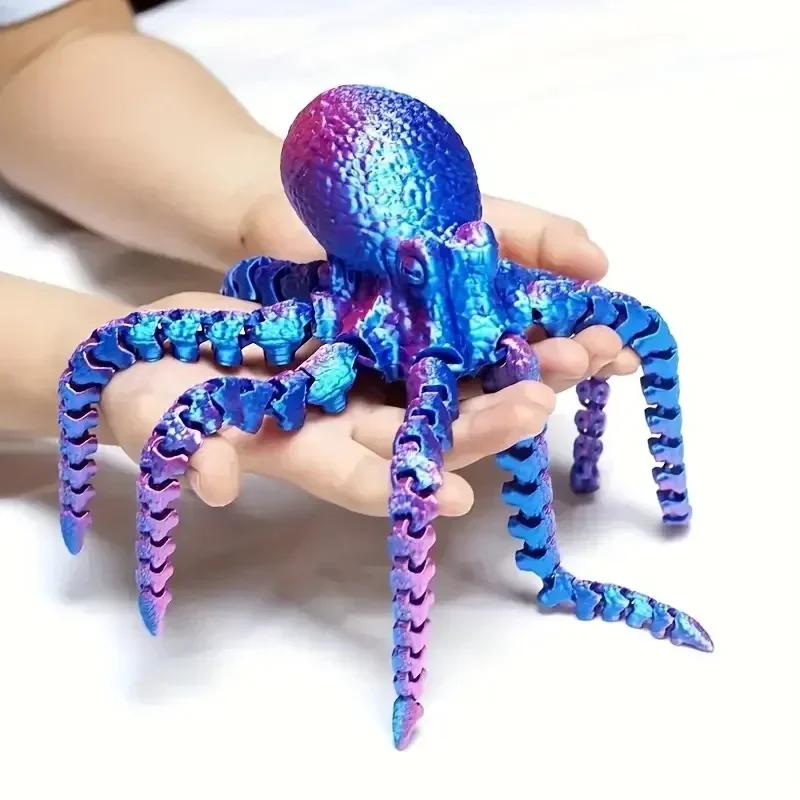 

Новая 19 см 3D-печатная фигурка осьминога с гибкими суставами для домашнего офиса, декор стола, украшение для стола в виде животного из океана, идеальная подарочная игрушка 19CM