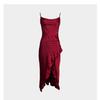 Women's Solid Color High Slit Nightgown Ruffle Trim Sexy Sleeveless Camisole Loungewear 635 Chic Versatile Sleepwear That Can Be Worn as a Mini Dress