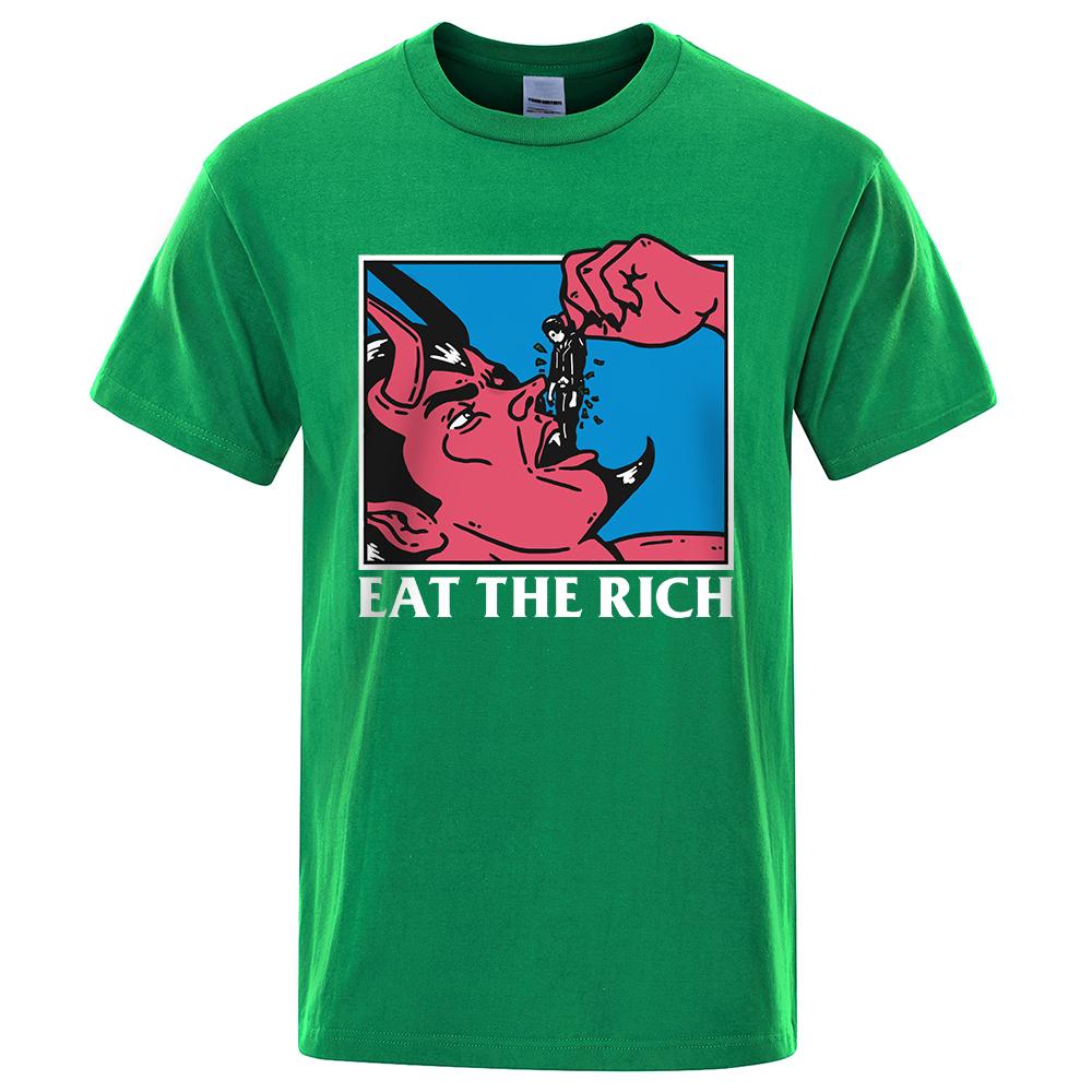 

Eat The Rich Horror Comics Print Men T-Shirt High Quality Tee Clothes Loose Cotton T Shirts Breathable Mens Street Brand Tops 4XL