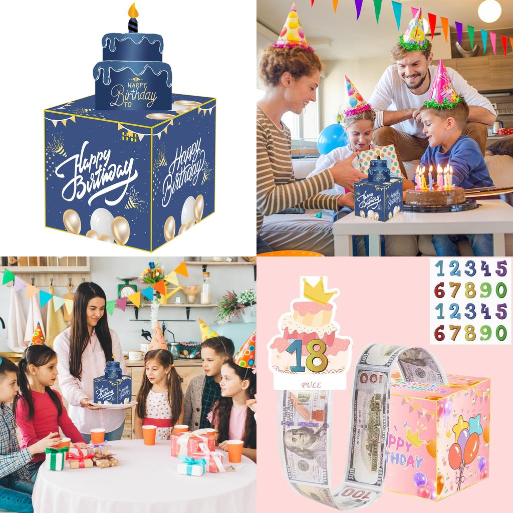 Blue Digital Number Party Birthday Gift Box For Wedding And Festival Event Decor