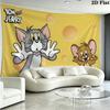 Mouse Cat Cartoon Wall Tapestry Aesthetic Wall Hanging Printed Fabric Blanket Decorative Tapestries for Bedroom Living Room Home Decor
