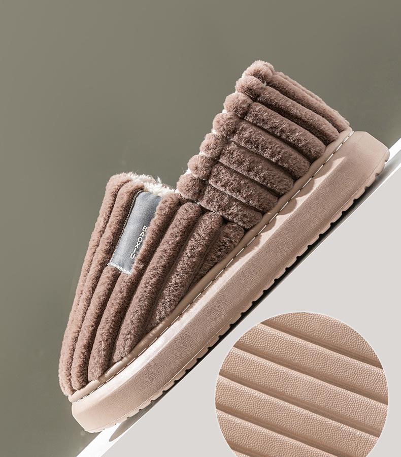 Men's Plus Size Non-Slip Fluffy Cotton Slippers - New 2026 Autumn/Winter Indoor Warm Household Shoes