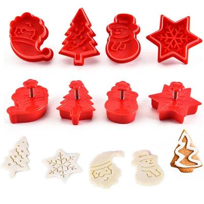 4 Pz/set Serie Natalizia Stampini per Biscotti Babbo Natale Pupazzo di Neve Albero Stella Fiocco di Neve Stampo Tagliabiscotti Set Strumenti da Cucina