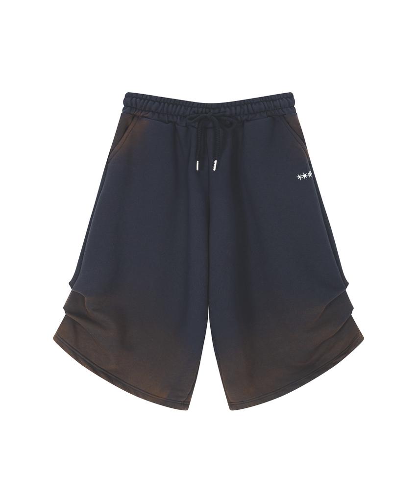 TONSIL Pintuck Washed Long Bermuda Pants Navy