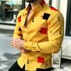 Trendy Geometric Print Long Sleeve Button-Up Shirt for Men