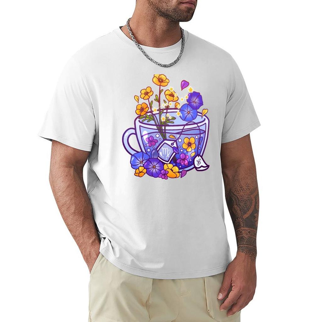 Virgo Zodiac Teacup T-Shirt Graphic Tee Shirt Blacks Anime Stuff Cheap Stuff Graphic T Shirts Men