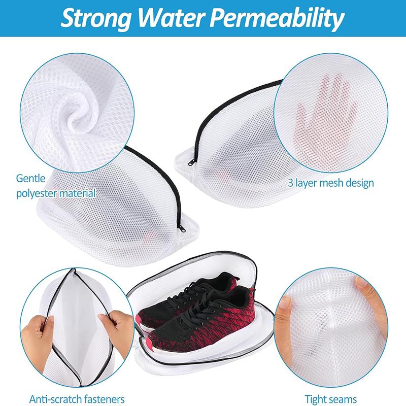 2Pcs Shoes Washing Bag Travel Laundry Bag Shoe Washing Machine Bag Set Reusable Laundry Mesh Bag Polyester Wash Bag with Zipper