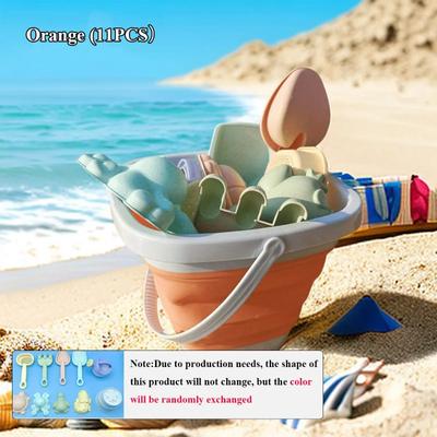 11PCS Beach Sand Play Water Set Folding Bucket Summer Toys for Children Kids Outdoor Game Sandbox Accessories Color Random