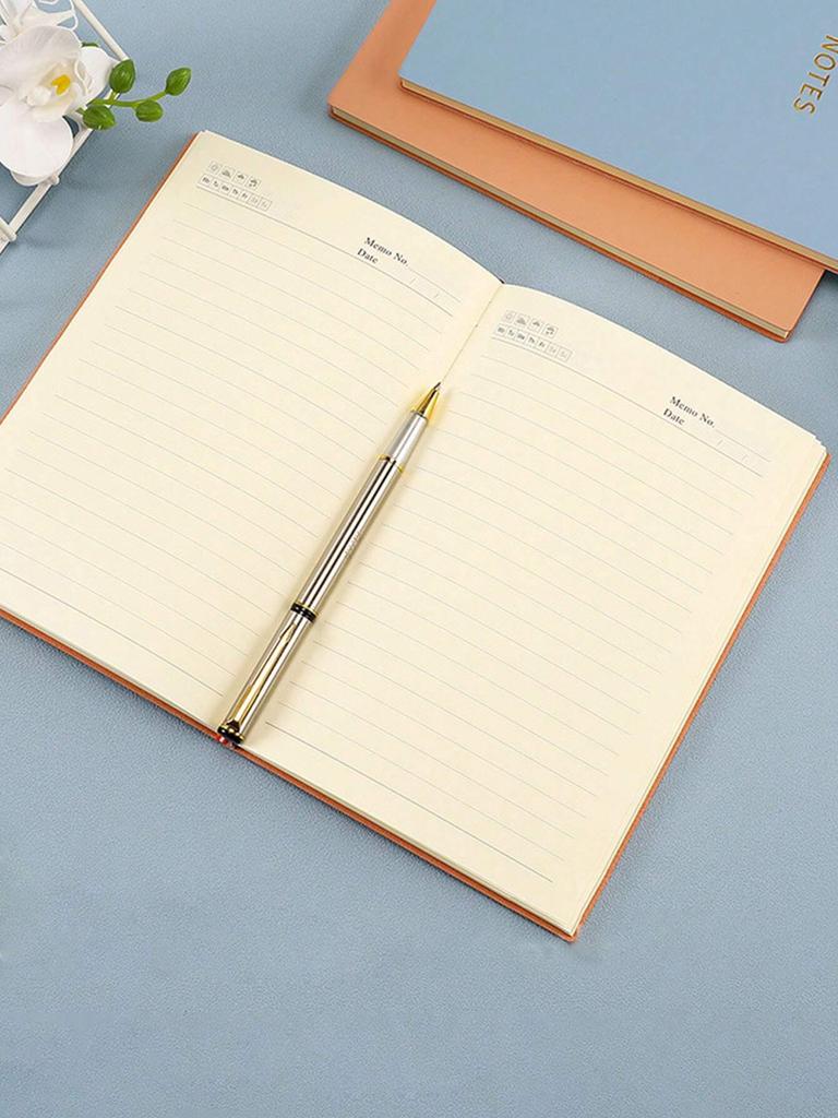1pc High-Quality Morandi Color 200-Page PU Hardcover Notebook, Simple Diary Or Journal, A5 Notebook For Meeting Back To School