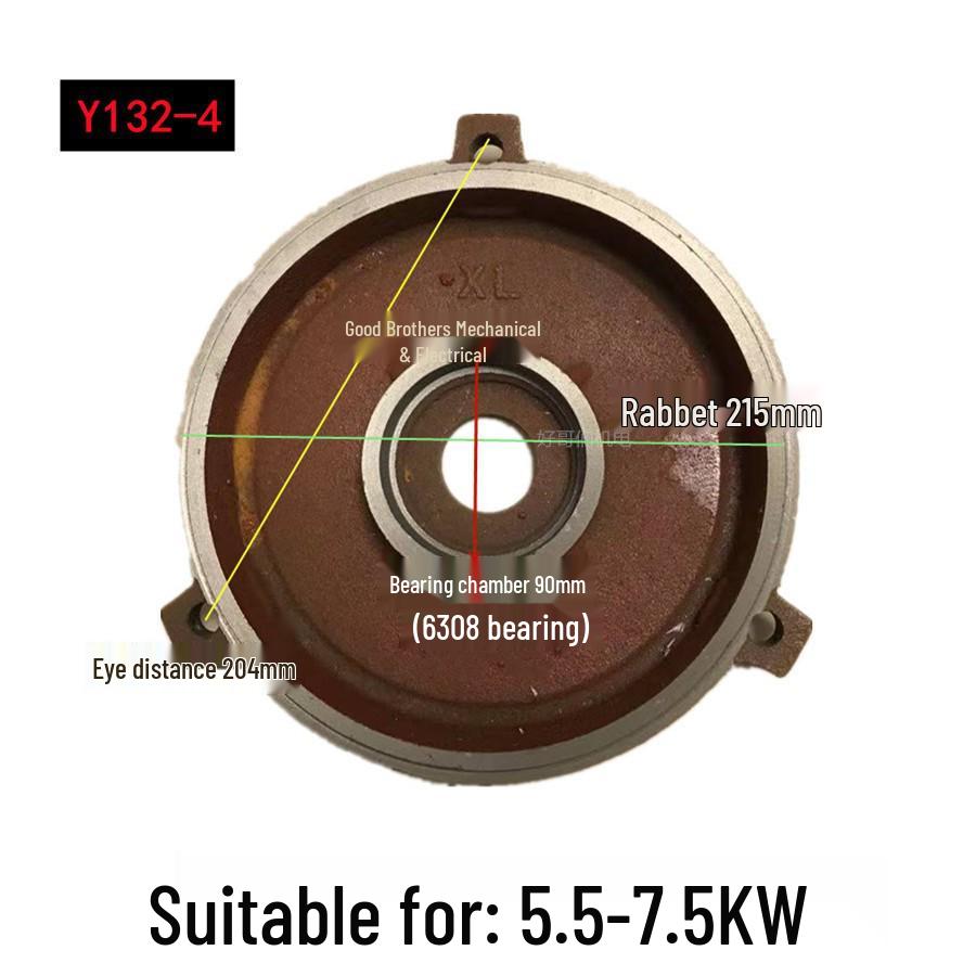Horizontale Motor-Endkappe für Y80-355, 5,5 kW, Vorder- und Rückseite