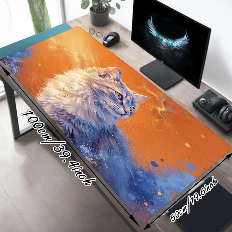 Cosmic Cat Xl Gaming Mouse Pad Nonslip Rubber Base Stitched Edge Waterproof Desk Mat For Pc Laptop Gamer Office Computer Accessories C92719