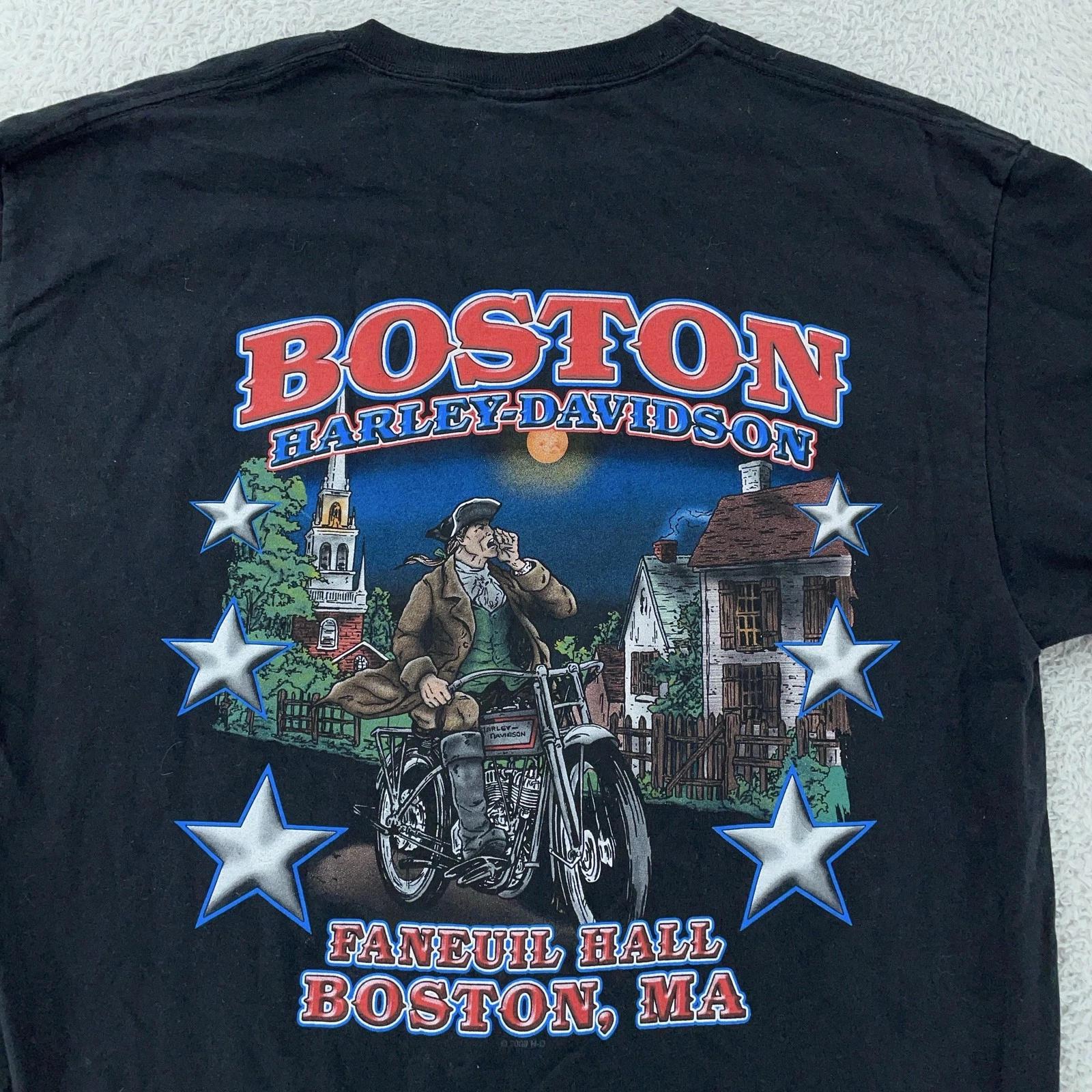 Harley-Davidson Boston Biker T-Shirt Mens M/L Black It s Why We Ride Made USA M