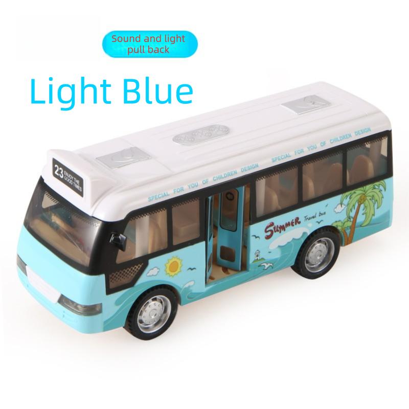 School Bus Toys Cars Die Cast Plastic Little Cars City Bus With Sound And Light Up Friction Powered Cars Play Toys Gift For Kids