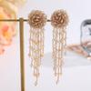 Vintage Style Crystal Tassel Drop Earrings With Geometric Alloy Design For Womens Evening Wear
