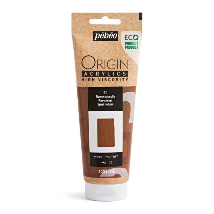 Peinture acrylique - Sienne naturelle - 31 - Haute viscosité - Pébéo - Origin acrylics - 120ml
