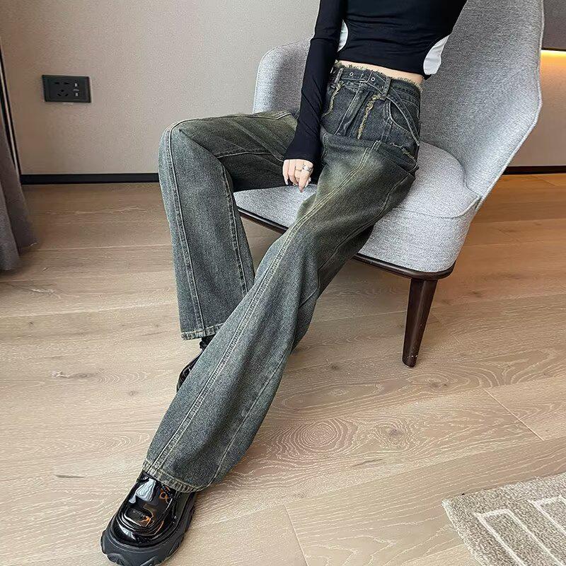 Women's Retro High-Waisted Wide-Leg Jeans - 2024 Autumn/Winter Collection
