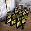 Geometric Pattern Carpet with Yellow and Black Abstract Design Motif Suitable for use as an anti-slip for living room bedroom sofas