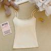 Bow Lace Spaghetti Strap Camisole Women Padded Backless Crop Tank Top