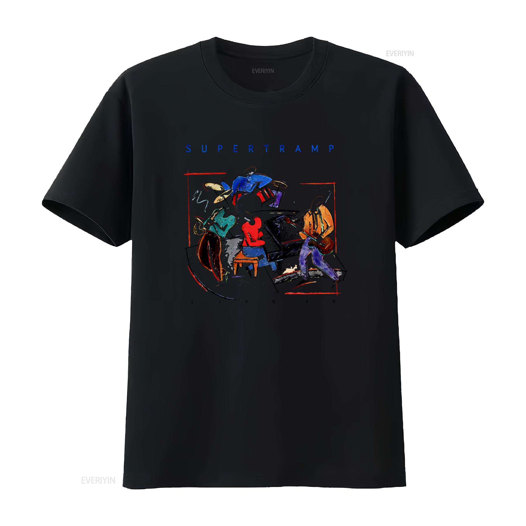 

Vintage Rock Concert Music Live 88 Supertramp T Shirt with Band Performance Print vintage Washed Top For Everyday Wear Stylish 4XL