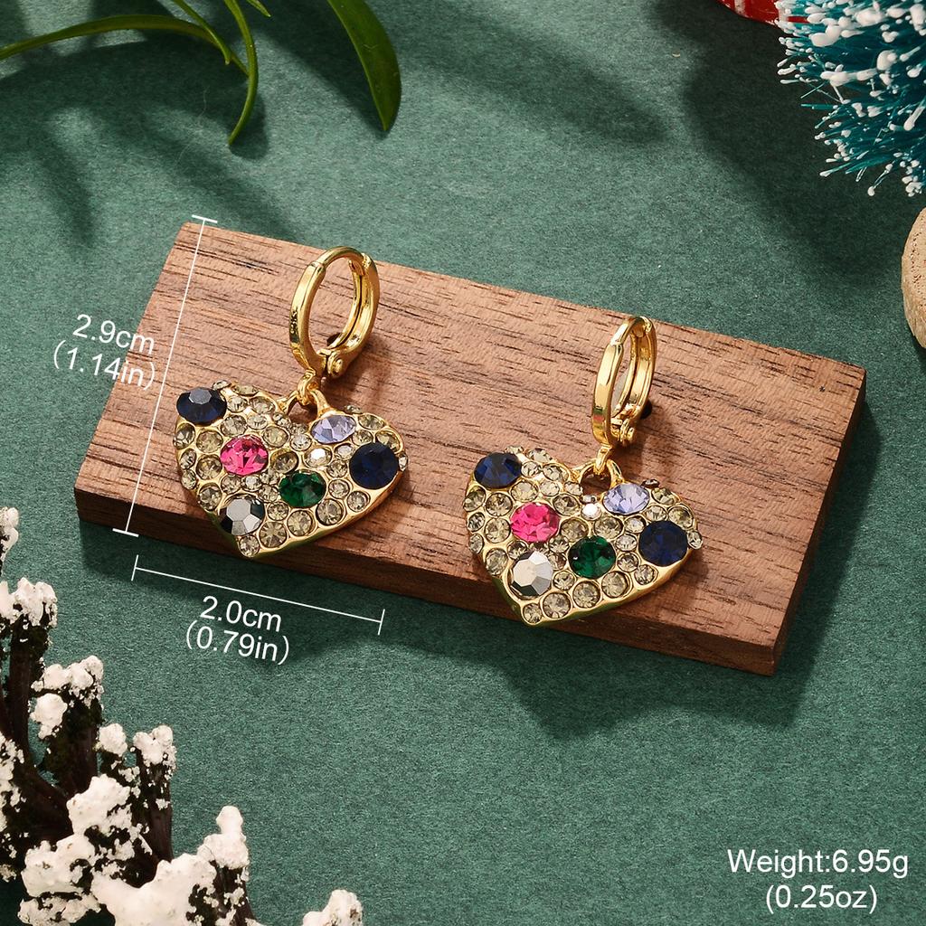Color Personalized European and American Style Earrings Love Geometric Zircon Christmas Color Retention Earrings Creative Stud Earrings