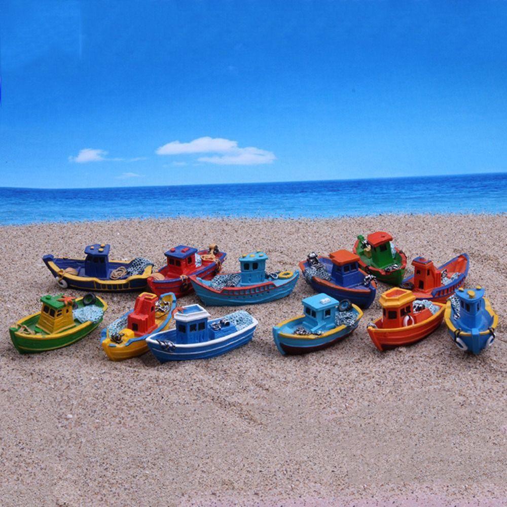 Micro Landscape DIY Aquarium Fishing Boat Yacht Boat Boat Model Tabletop Ornaments Fishing Ship Toy