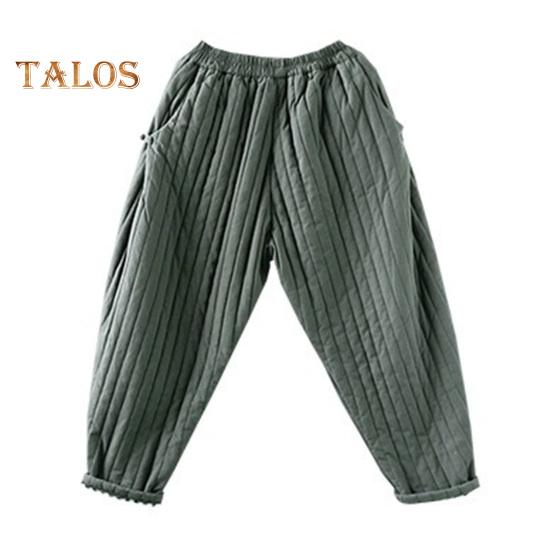 Women Casual Pants Elastic High Waist Loose Fit Thickened Sweatpants with Pockets Solid Color Casual Trousers