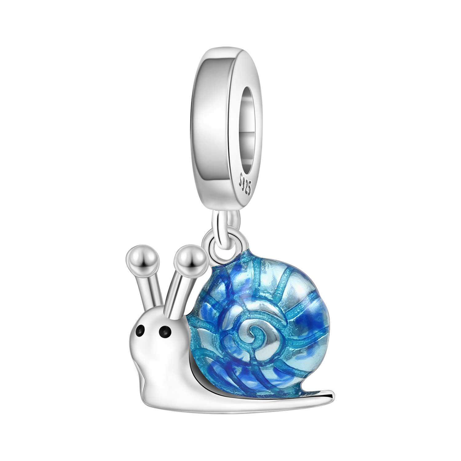 

Popular Hot Copper Metal Cute Blue Snail Pendant Bead Components Bracelet High Quality Fine Jewelry Charm Bead Components Compatible With Women High