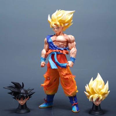 Anime Dragon Ball Z Son Goku Figur Austauschbare Köpfe Super Saiyan Goku PVC Actionfiguren GK Statue Sammlermodus Spielzeug Geschenk