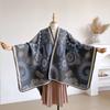 Fashion Women'S Winter Warm Cashmere Shawl - Floral Oil Painting Printed Pashmina Thick Wrap, Poncho & Echarpe