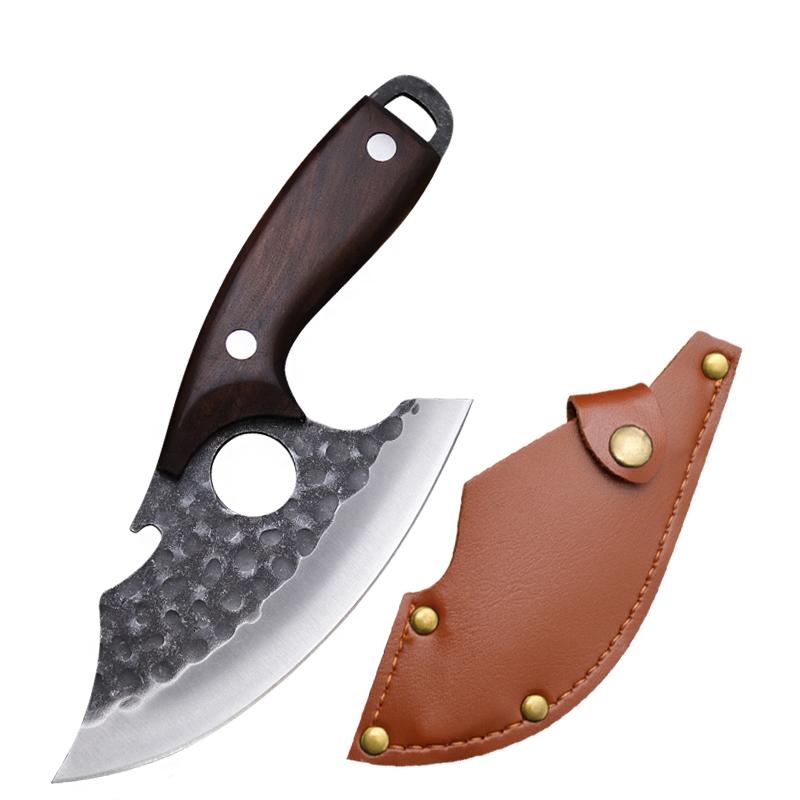 Household Fruit Knife Multi-function Knife Hand-forged Boning Knife Ring Hand Knife Meat Knife Stainless Steel Knife with cover