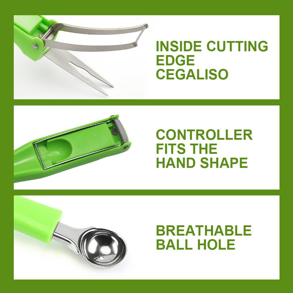 3 in 1 Melon Baller Scoop - Upgraded Watermelon Fruit Cutters Shapes Scooper Fruit Scooper