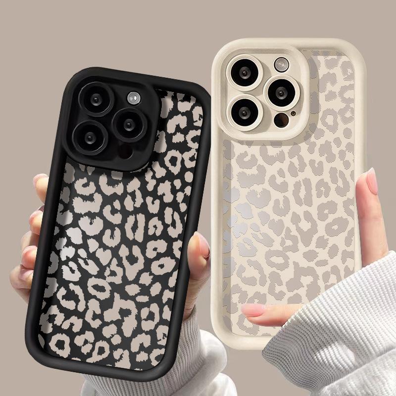 Full screen white leopard print for iPhone17ProMax mobile phone case 14 Apple 13Pro matte 12/15 premium