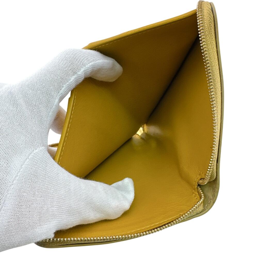 Loewe Compact Zip Wallet Leather Knot Bifold Wallet Yellow Leather Used