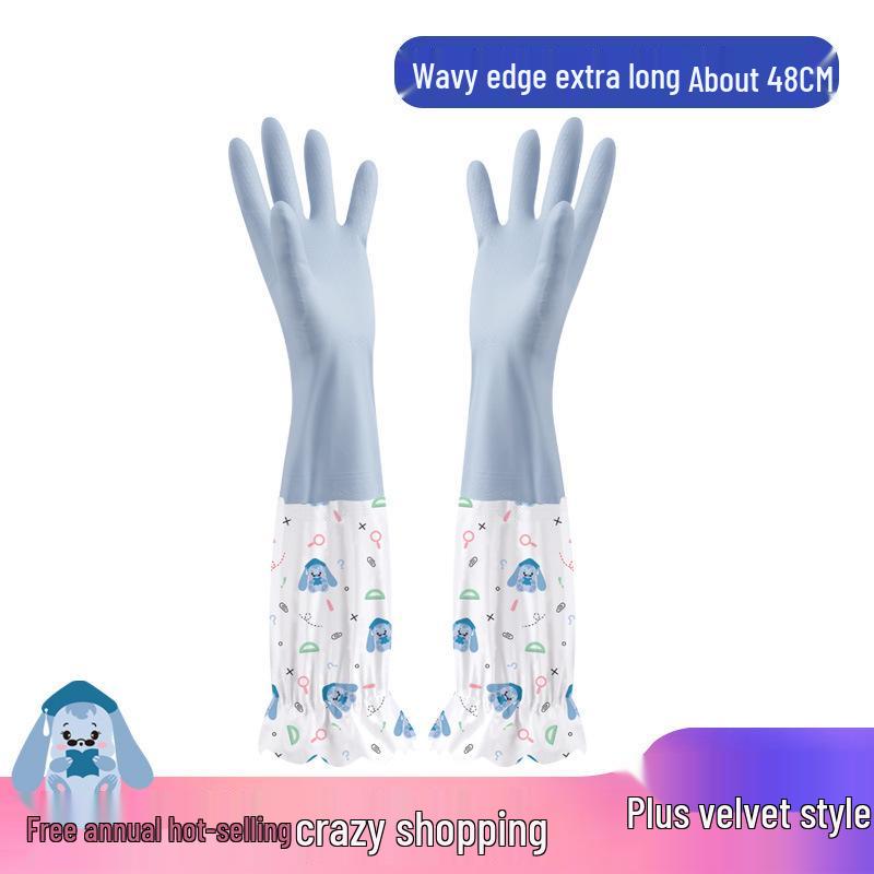 Fleece-Lined Rubber Dishwashing Gloves - Extra Thick, Waterproof, & Warm for Kitchen or Laundry Use