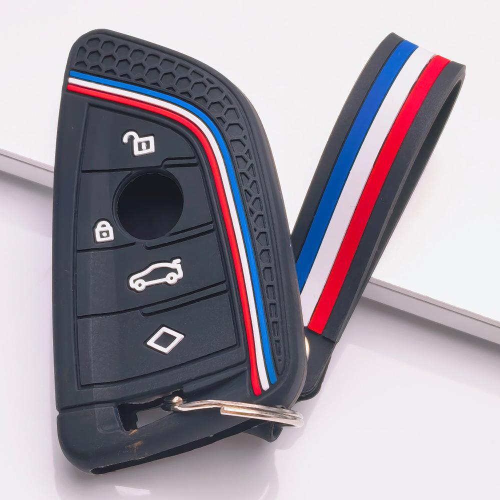 Key Fob Cover for BMW F20 F22 F30 F31 F32 F34 F10 F11 with Keychain Anti-Scratch Surface Shockproof Structure Soft Grip Texture Easy Install Design