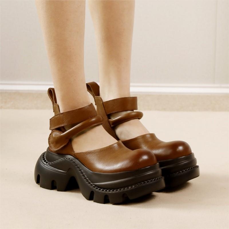 Fashion GKTINOO 2025 Spring/Summer New Pumps Women's Shoes Genuine Leather Thick Soled Fashion Retro Handmade Platform Shoes