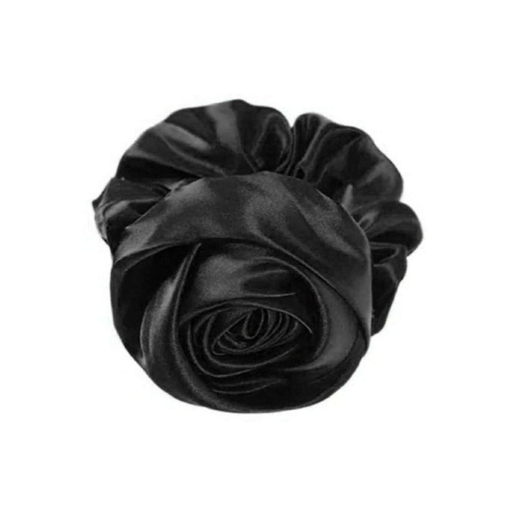 Charming Hair Tie Elegant Satin Rose Hair Rings for Stylish Women 3d Flower Decor Elastic Bands for Scalp-friendly Hair