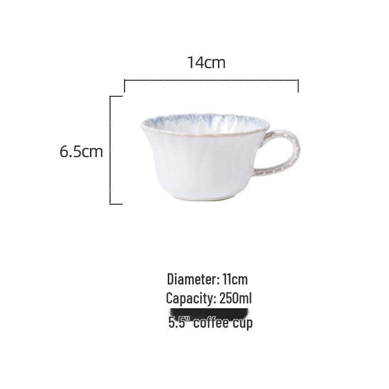WJ Smoke Blue Lace Embossed Ceramic Cup