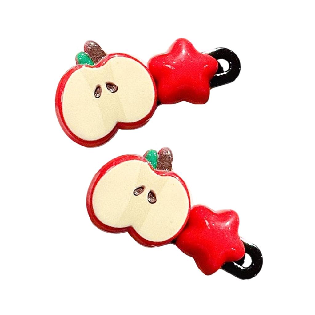 2Pcs Girls Hair Accessories Cute Apple Star Duckbill Clips for Children and Teens Party Headdress Festival Hair DecorS