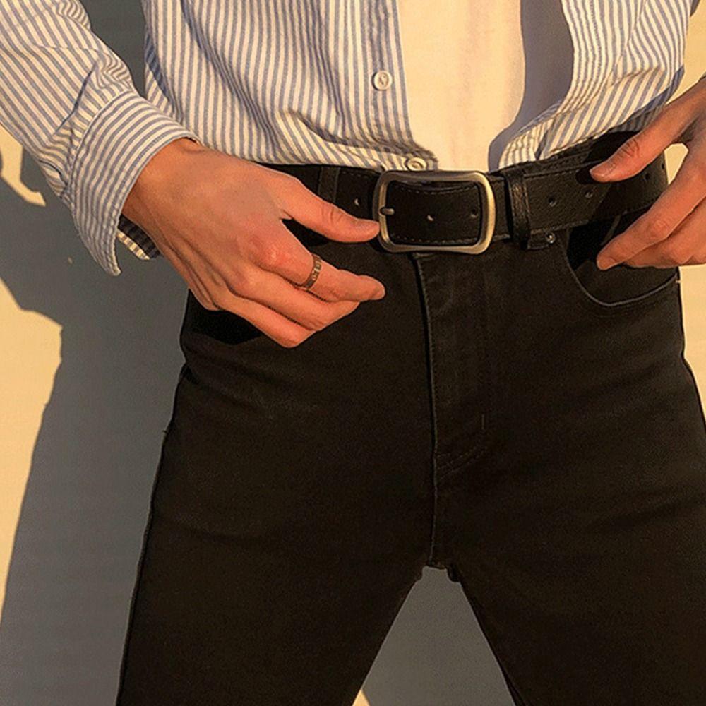 

Квадратная пряжка из искусственной кожи, однотонный кожаный пояс для женщин, ремень в стиле ретро, аксессуары для одежды коричневый