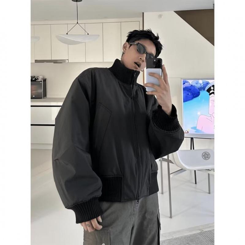 Spring and autumn American retro stand-up collar jacket men's and women's street loose and versatile solid color tooling casual top jacket tide